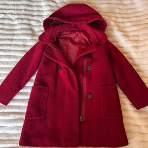 Wool Red Pea Coat for Kids
